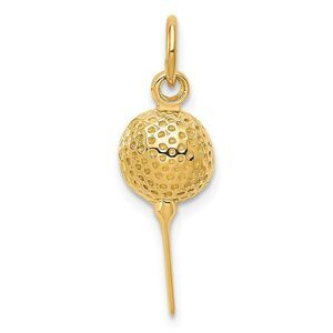 14k Yellow Gold Golf Ball on Tee Charm, 7mm